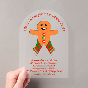 Weihnachtsfeier-Gingerbread-Mann individuell anpas Acryleinladungen