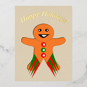 Weihnachtsfeier-Gingerbread-Mann individuell Folien Feiertagspostkarte