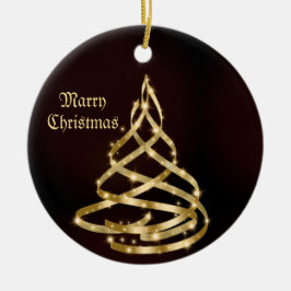 Weihnachtsfeier Glänzendes Goldenes Band Baum Keramik Ornament