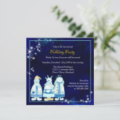 Weihnachtsfeier Glitzer Drei Weisen Feiertage Einladung (Stehend Vorderseite)