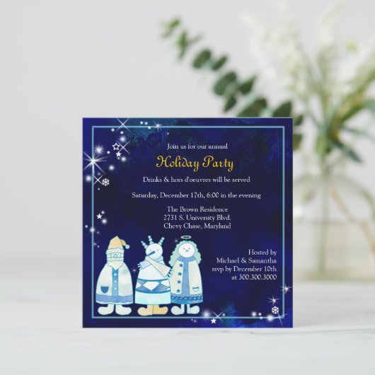 Weihnachtsfeier Glitzer Drei Weisen Feiertage Einladung (Stehend Vorderseite)