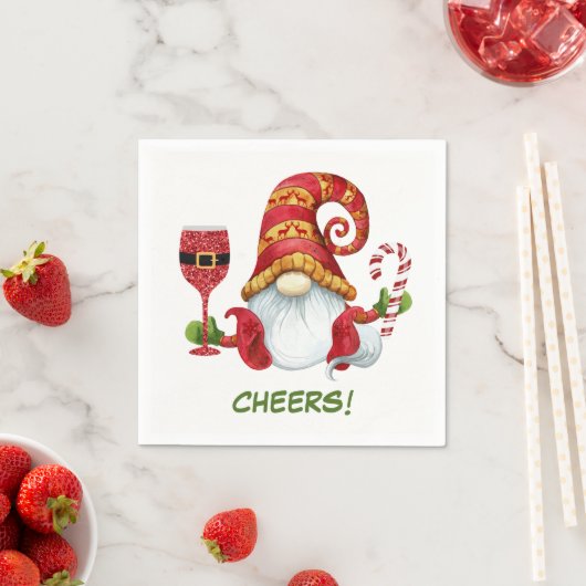Weihnachtsfeier Gnom Prost Serviette (Beispiel)