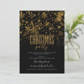 Weihnachtsfeier Gold Black Einladung (Stehend Vorderseite)