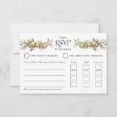 Weihnachtsfeier Gold Holly und Ornaments Entrée RSVP Karte (Vorderseite)