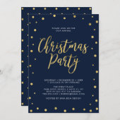 Weihnachtsfeier Gold & Navy Chic Confetti Einladung (Vorne/Hinten)