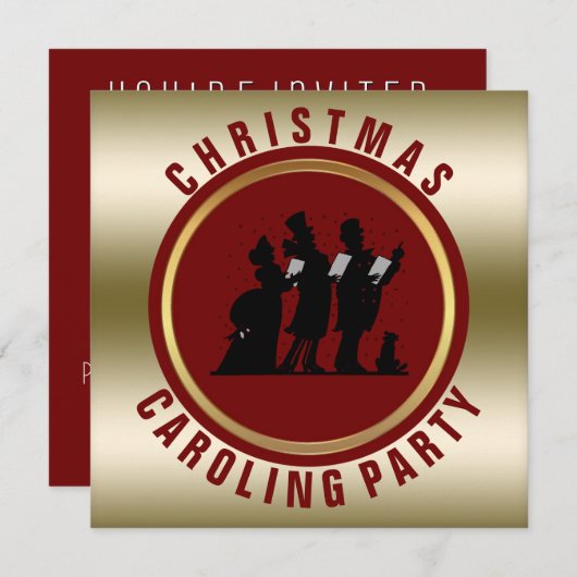 Weihnachtsfeier| Gold Red Einladung (Vorne/Hinten)