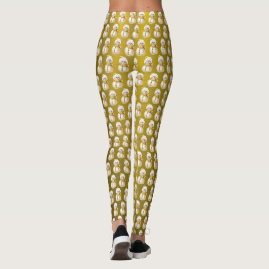 Weihnachtsfeier Gold Snowman Winterurlaub Leggings (Rückseite)