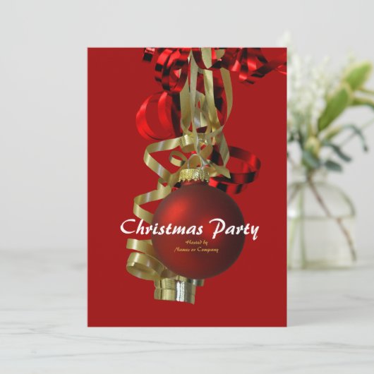 Weihnachtsfeier Goldbaum Einladung (Stehend Vorderseite)