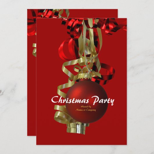 Weihnachtsfeier Goldbaum Einladung (Vorne/Hinten)