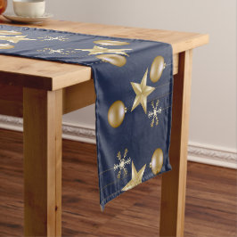 Weihnachtsfeier Goldene Dekorationen Navy Blau Ele Kurzer Tischläufer