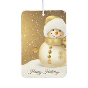 Weihnachtsfeier Goldener Schneemann Schneeflocken  Autolufterfrischer