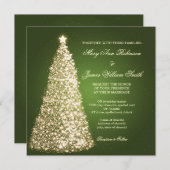 Weihnachtsfeier Goldgrün Einladung (Vorne/Hinten)