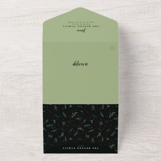 Weihnachtsfeier Grün 1 Foto All In One Einladung (Außenbereich)