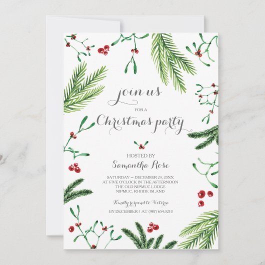 Weihnachtsfeier - Grüne Einladung (Vorderseite)