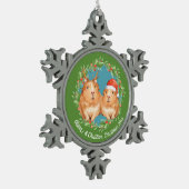 Weihnachtsfeier Guinea Pig Couple Kranz Personalis Schneeflocken Zinn-Ornament (Links)