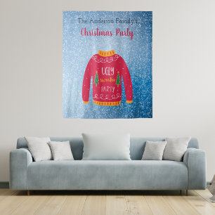 Weihnachtsfeier hässlicher Pullover rot blau Schne Wandteppich