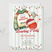 Weihnachtsfeier hässliches Pullover Bowling Party Einladung (Vorderseite)