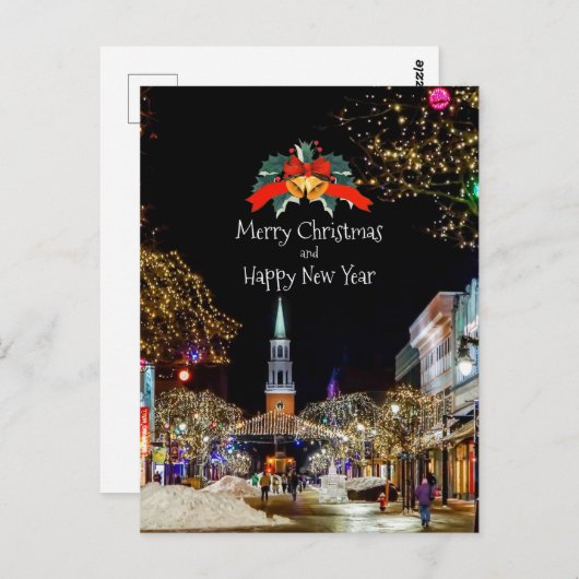 Weihnachtsfeier, helle Lichter und Bausteine Postkarte (Vorne/Hinten)