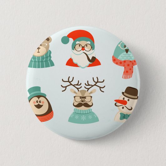 Weihnachtsfeier Hipster Button (Vorderseite)