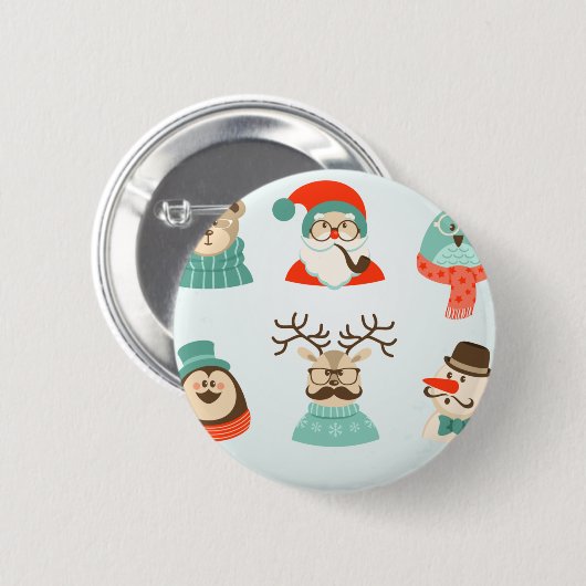 Weihnachtsfeier Hipster Button (Vorne & Hinten)