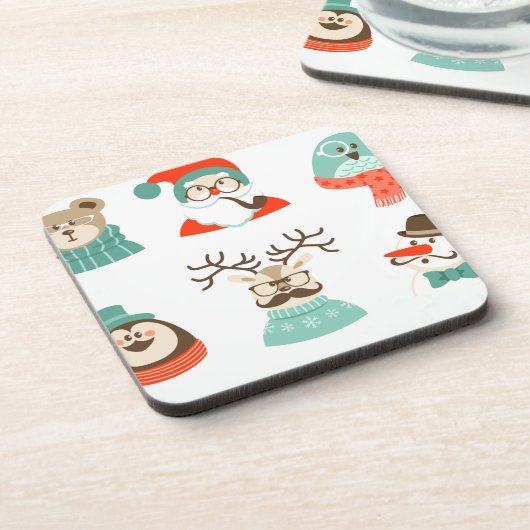 Weihnachtsfeier Hipster Untersetzer (Linke Seite)