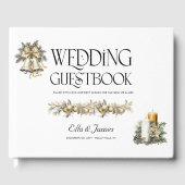 Weihnachtsfeier Holly Bells and Candles Gästebuch (Vorderseite)