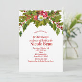 Weihnachtsfeier Holly Berry Brautparty Einladung (Stehend Vorderseite)