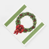 Weihnachtsfeier Holly Wreath und Berries Green Serviette (Ecke)