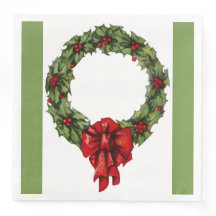 Weihnachtsfeier Holly Wreath und Berries Green