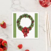 Weihnachtsfeier Holly Wreath und Berries Green Serviette (Beispiel)