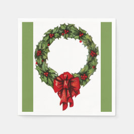 Weihnachtsfeier Holly Wreath und Berries Green Serviette