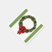 Weihnachtsfeier Holly Wreath und Berries Green Serviette (Ecke)