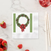 Weihnachtsfeier Holly Wreath und Berries Green Serviette (Beispiel)