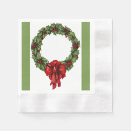 Weihnachtsfeier Holly Wreath und Berries Green Serviette