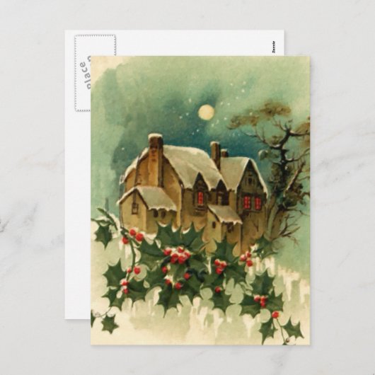 Weihnachtsfeier Hütte Feiertagspostkarte (Vorne/Hinten)