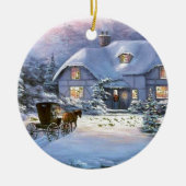 Weihnachtsfeier Hütte Keramikornament (Vorne)
