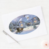 Weihnachtsfeier Hütte Ovaler Aufkleber (Umschlag)