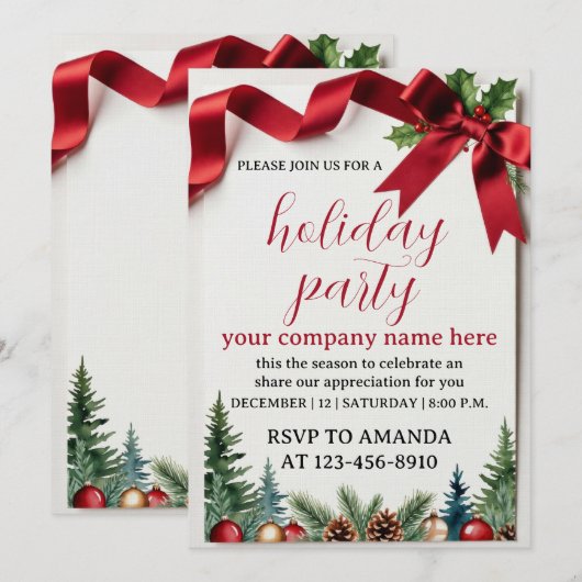 Weihnachtsfeier im Büro Einladung (Vorne/Hinten)