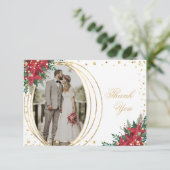 Weihnachtsfeier im Foto Dankeskarte (Stehend Vorderseite)