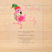 Weihnachtsfeier im Juli Flamingo Party Einladung (Vorderseite)