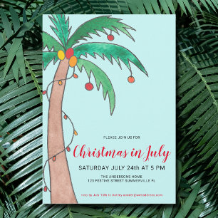 Weihnachtsfeier im Juli Palmenbaum-Party  Einladung