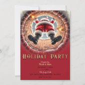 Weihnachtsfeier im Kaminfeuer Einladung (Vorderseite)