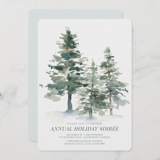 Weihnachtsfeier im Pinienwald Einladung (Vorne/Hinten)