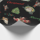 Weihnachtsfeier im schwarzen Hintergrund Geschenkpapier (Ecke)