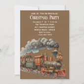 Weihnachtsfeier im Vintagen Zug Einladung (Vorderseite)