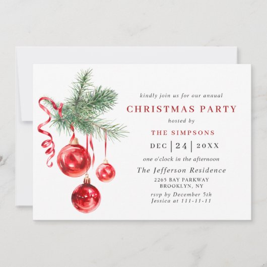 Weihnachtsfeier im Wasserfarben Einladung (Vorderseite)