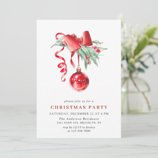 Weihnachtsfeier im Wasserfarben Einladung (Stehend Vorderseite)