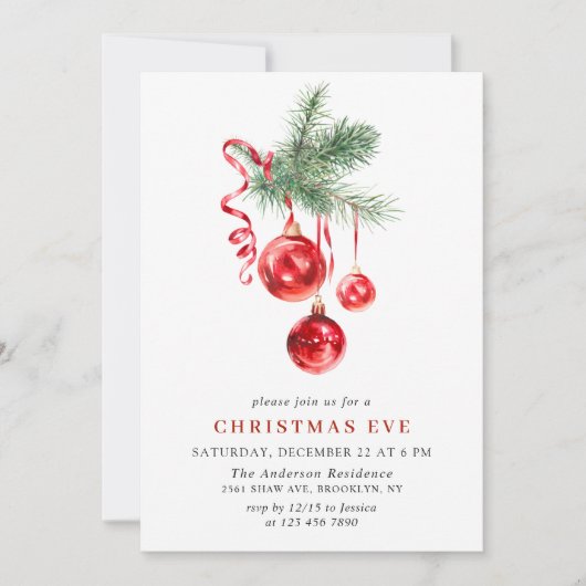 Weihnachtsfeier im Wasserfarben Einladung (Vorderseite)