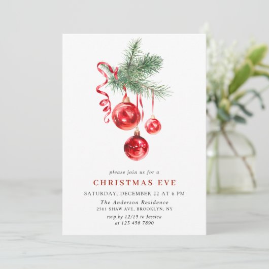 Weihnachtsfeier im Wasserfarben Einladung (Stehend Vorderseite)