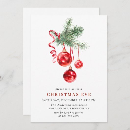 Weihnachtsfeier im Wasserfarben Einladung (Vorne/Hinten)